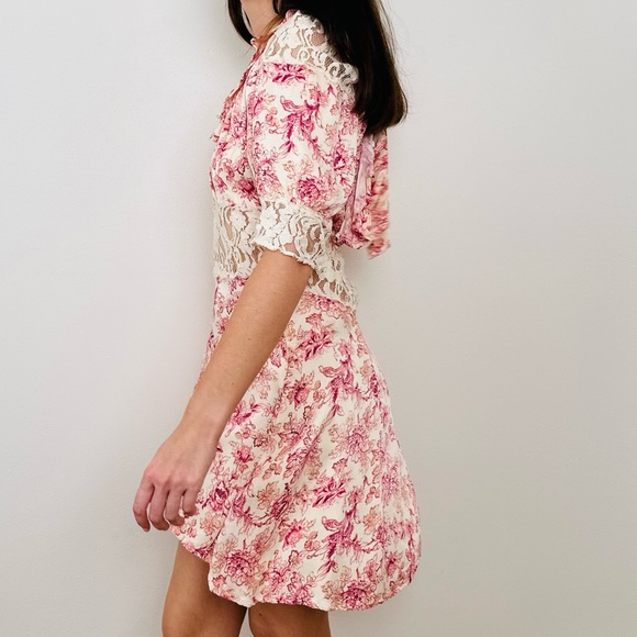 Free People Lucie Mini Dress Floral Boho Lace - Picture 4 of 12
